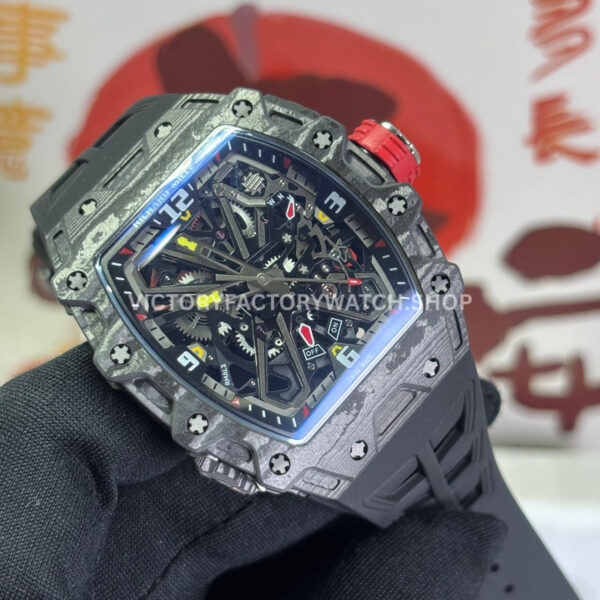 RM Factory Richard Mille RM 35-03 43mm Black Carbon Fiber Black Rubber Strap Black Skeletoniz ( (5) RM Factory Richard Mille RM 35-03 43mm Black Carbon Fiber Black Rubber Strap Black Skeletonized Dial