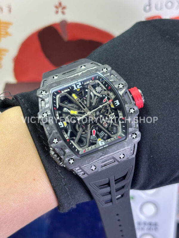 RM Factory Richard Mille RM 35-03 43mm Black Carbon Fiber Black Rubber Strap Black Skeletoniz ( (7) RM Factory Richard Mille RM 35-03 43mm Black Carbon Fiber Black Rubber Strap Black Skeletonized Dial