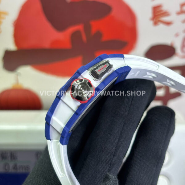 RM Factory Richard Mille RM 35-03 43mm Blue Carbon White Rubber Strap Black Skeletonized Dial (5) RM Factory Richard Mille RM 35-03 43mm Blue Carbon White Rubber Strap Black Skeletonized Dial