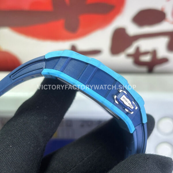 RM Factory Richard Mille RM 35-03 43mm Fiber Light Carbon Blue Rubber Strap Black Skeletonized ( (10) RM Factory Richard Mille RM 35-03 43mm Fiber Light Carbon Blue Rubber Strap Black Skeletonized Dial