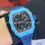 RM Factory Richard Mille RM 35-03 43mm Fiber Light Carbon Blue Rubber Strap Black Skeletonized ( (8) RM Factory Richard Mille RM 35-03 43mm Fiber Light Carbon Blue Rubber Strap Black Skeletonized Dial