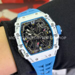 RM Factory Richard Mille RM 35-03 43mm White Carbon Fiber Light Blue Rubber Strap Black ( (7) RM Factory Richard Mille RM 35-03 43mm White Carbon Fiber Light Blue Rubber Strap Black Skeletonized Dial