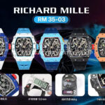 RM Factory Richard Mille RM 35-03 43mm White Carbon Fiber Light Blue Rubber Strap Black ( (8) RM Factory Richard Mille RM 35-03 43mm White Carbon Fiber Light Blue Rubber Strap Black Skeletonized Dial
