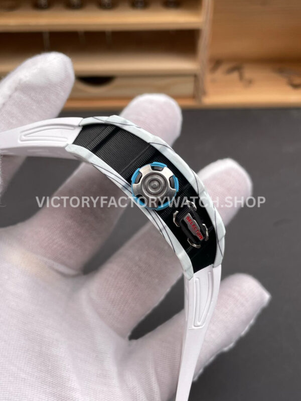 RM Factory Richard Mille RM 35-03 43mm White Carbon Fiber White Rubber Strap Black Skeletonized Dial