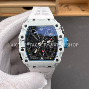 RM Factory Richard Mille RM 35-03 white carbon fiber white rubber strap black skeletonized dial