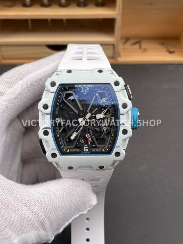 RM Factory Richard Mille RM 35-03 white carbon fiber white rubber strap black skeletonized dial