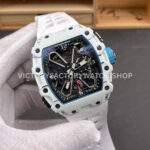 RM Factory Richard Mille RM 35-03 43mm White Carbon Fiber White Rubber Strap Black Skeletonized Dial