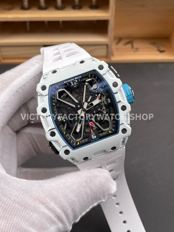 RM Factory Richard Mille RM 35-03 43mm White Carbon Fiber White Rubber Strap Black Skeletonized Dial