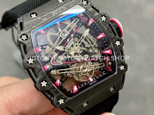 RM Factory Richard Mille RM 38-02 43.7mm Carbon Fiber Black Textile Strap Skeletonized Dial (2) RM Factory Richard Mille RM 38-02 43.7mm Black Carbon Fiber Black Textile Strap Skeletonized Dial