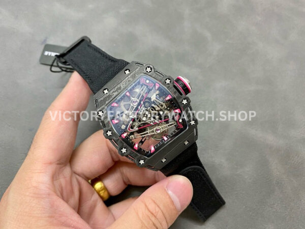 RM Factory Richard Mille RM 38-02 43.7mm Carbon Fiber Black Textile Strap Skeletonized Dial (9) RM Factory Richard Mille RM 38-02 43.7mm Black Carbon Fiber Black Textile Strap Skeletonized Dial