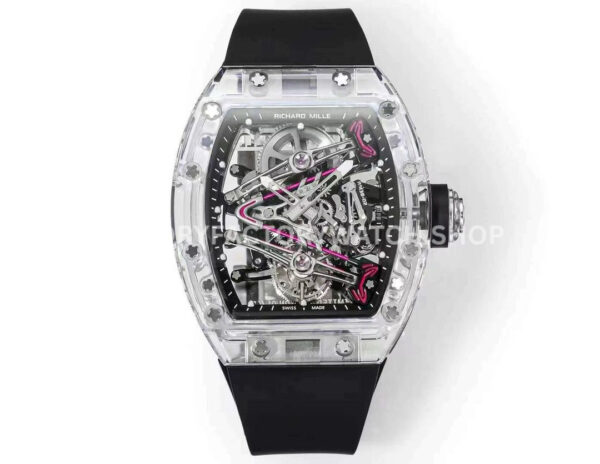 RM Factory Richard Mille RM 38-02 43.7mm Synthetic Crystal Black Rubber Strap Skeletonized Black Dia ( RM Factory Richard Mille RM 38-02 43.7mm synthetic crystal black rubber strap skeletonized black dial