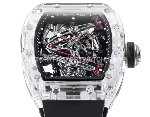 RM Factory Richard Mille RM 38-02 43.7mm Synthetic Crystal Black Rubber Strap Skeletonized Black Dia ( (3) RM Factory Richard Mille RM 38-02 43.7mm Synthetic Crystal Black Rubber Strap Skeletonized Black Dial