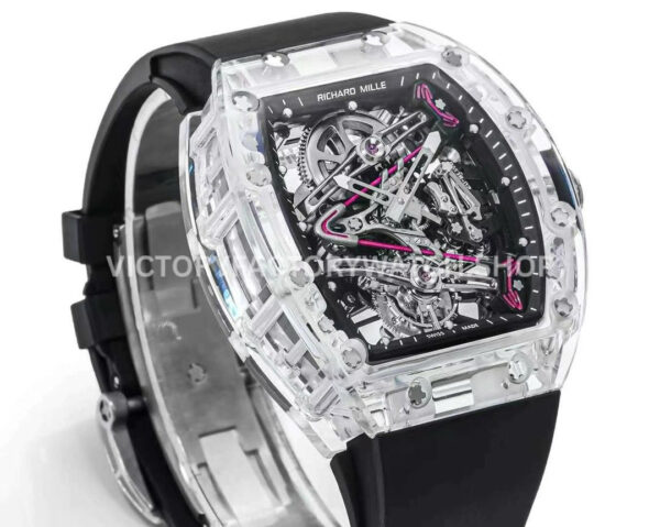 RM Factory Richard Mille RM 38-02 43.7mm Synthetic Crystal Black Rubber Strap Skeletonized Black Dia ( (4) RM Factory Richard Mille RM 38-02 43.7mm Synthetic Crystal Black Rubber Strap Skeletonized Black Dial