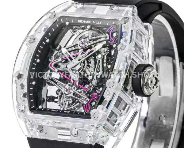 RM Factory Richard Mille RM 38-02 43.7mm Synthetic Crystal Black Rubber Strap Skeletonized Black Dia ( (6) RM Factory Richard Mille RM 38-02 43.7mm Synthetic Crystal Black Rubber Strap Skeletonized Black Dial