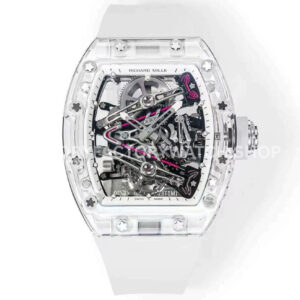 RM Factory Richard Mille RM 38-02 43.7mm synthetic crystal white emulsion rubber strap skeletonized white dial