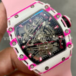 RM Factory Richard Mille RM 38-02 43.7mm White Carbon Fiber Pink Rubber Strap Skeletonized Dial (6) RM Factory Richard Mille RM 38-02 43.7mm White Carbon Fiber Pink Rubber Strap Skeletonized Dial