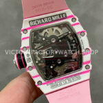 RM Factory Richard Mille RM 38-02 43.7mm White Carbon Fiber Pink Rubber Strap Skeletonized Dial (8) RM Factory Richard Mille RM 38-02 43.7mm White Carbon Fiber Pink Rubber Strap Skeletonized Dial