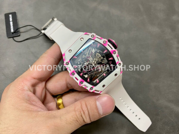 RM Factory Richard Mille RM 38-02 43.7mm White Carbon Fiber White Rubber Strap Skeletonized Dial