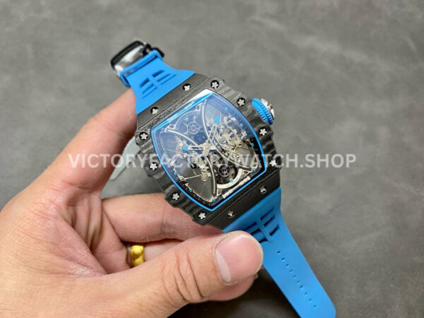 RM Factory Richard Mille RM 53-01 43mm Carbon Fiber Blue Rubber Strap Skeletonized Black Dial (1) RM Factory Richard Mille RM 53-01 43mm Carbon Fiber Blue Rubber Strap Skeletonized Black Dial