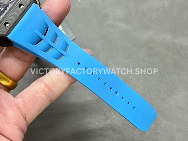 RM Factory Richard Mille RM 53-01 43mm Carbon Fiber Blue Rubber Strap Skeletonized Black Dial (6) RM Factory Richard Mille RM 53-01 43mm Carbon Fiber Blue Rubber Strap Skeletonized Black Dial