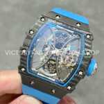 RM Factory Richard Mille RM 53-01 43mm Carbon Fiber Blue Rubber Strap Skeletonized Black Dial (8) RM Factory Richard Mille RM 53-01 43mm Carbon Fiber Blue Rubber Strap Skeletonized Black Dial