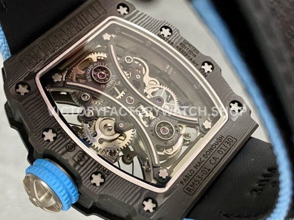 RM Factory Richard Mille RM 53-01 43mm Carbon Fiber Canvas Rubber Strap Skeletonized Black Dial ( RM Factory Richard Mille RM 53-01 43mm Carbon Fiber Canvas Rubber Strap Skeletonized Black Dial