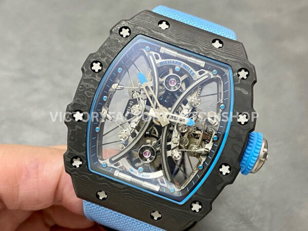RM Factory Richard Mille RM 53-01 43mm Carbon Fiber Canvas Rubber Strap Skeletonized Black Dial ( (5) RM Factory Richard Mille RM 53-01 43mm Carbon Fiber Canvas Rubber Strap Skeletonized Black Dial