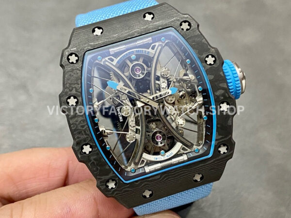 RM Factory Richard Mille RM 53-01 43mm Carbon Fiber Canvas Rubber Strap Skeletonized Black Dial ( (6) RM Factory Richard Mille RM 53-01 43mm Carbon Fiber Canvas Rubber Strap Skeletonized Black Dial