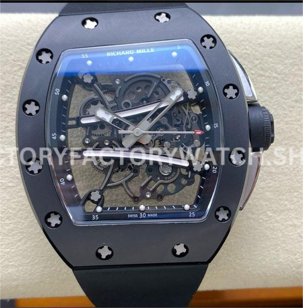 RM Factory Richard Mille RM 61-01 42.7mm Black Ceramic Black Rubber Strap Black Skeleton Dial (4) RM Factory Richard Mille RM 61-01 black ceramic black rubber strap black skeleton dial