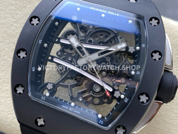 RM Factory Richard Mille RM 61-01 42.7mm Black Ceramic Black Rubber Strap Black Skeleton Dial (5) RM Factory Richard Mille RM 61-01 42.7mm Black Ceramic Black Rubber Strap Black Skeleton Dial