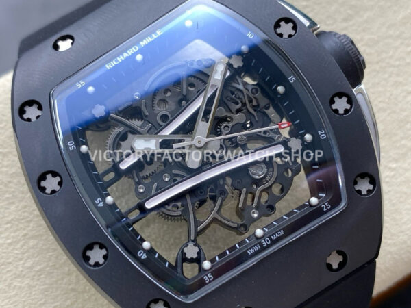 RM Factory Richard Mille RM 61-01 42.7mm Black Ceramic Black Rubber Strap Black Skeleton Dial (6) RM Factory Richard Mille RM 61-01 42.7mm Black Ceramic Black Rubber Strap Black Skeleton Dial