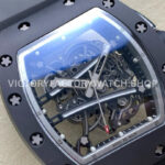 RM Factory Richard Mille RM 61-01 42.7mm Black Ceramic Black Rubber Strap Silver Skeleton Dial