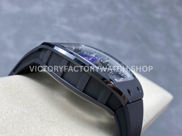 RM Factory Richard Mille RM 61-01 42.7mm Black Ceramic Black Rubber Strap Silver Skeleton Dial