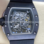 RM Factory Richard Mille RM 61-01 42.7mm Black Ceramic Black Rubber Strap Silver Skeleton Dial