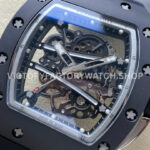 RM Factory Richard Mille RM 61-01 42.7mm Black Ceramic Black Rubber Strap Silver Skeleton Dial