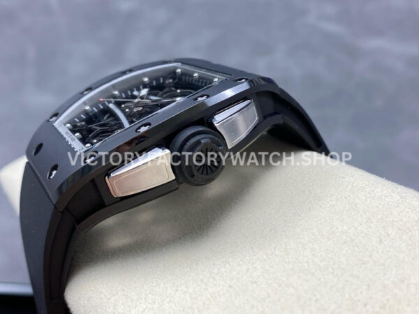 RM Factory Richard Mille RM 61-01 42.7mm Black Ceramic Black Rubber Strap Silver Skeleton Dial