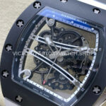 RM Factory Richard Mille RM 61-01 42.7mm Carbon Fiber White Rubber Strap White Skeleton Dial