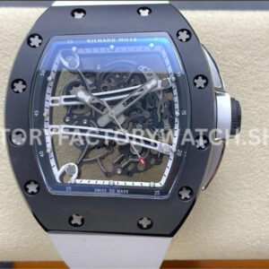 RM Factory Richard Mille RM 61-01 42.7mm Carbon Fiber White Rubber Strap White Skeleton Dial (2) RM Factory Richard Mille RM 61-01 carbon fiber white rubber strap white skeleton dial