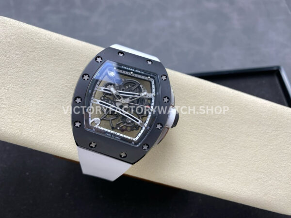 RM Factory Richard Mille RM 61-01 42.7mm Carbon Fiber White Rubber Strap White Skeleton Dial