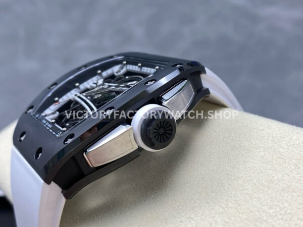 RM Factory Richard Mille RM 61-01 42.7mm Carbon Fiber White Rubber Strap White Skeleton Dial