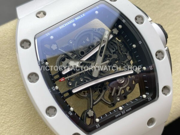 RM Factory Richard Mille RM 61-01 42.7mm White Ceramic White Rubber Strap Black Skeleton Dial (2) RM Factory Richard Mille RM 61-01 42.7mm White Ceramic White Rubber Strap Black Skeleton Dial