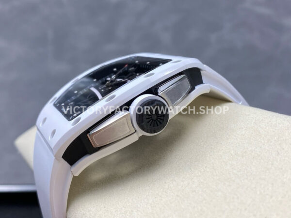 RM Factory Richard Mille RM 61-01 42.7mm White Ceramic White Rubber Strap Black Skeleton Dial (6) RM Factory Richard Mille RM 61-01 42.7mm White Ceramic White Rubber Strap Black Skeleton Dial
