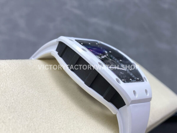 RM Factory Richard Mille RM 61-01 42.7mm White Ceramic White Rubber Strap Black Skeleton Dial (9) RM Factory Richard Mille RM 61-01 42.7mm White Ceramic White Rubber Strap Black Skeleton Dial