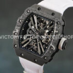 RM Factory Richard Mille RM 12-01 39mm Black Carbon Fiber White Canvas Strap Skeletonized Black Dial