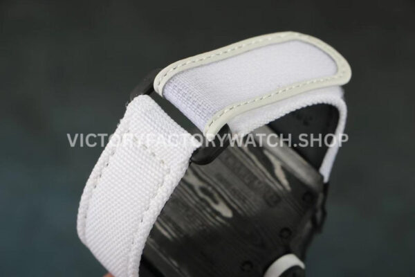 RM Factory Richard Mille RM 12-01 39mm Black Carbon Fiber White Canvas Strap Skeletonized Black Dial