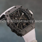 RM Factory Richard Mille RM 12-01 39mm Black Carbon Fiber White Canvas Strap Skeletonized Black Dial