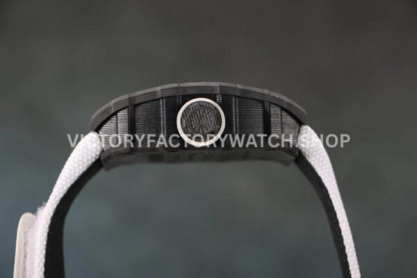 RM Factory Richard Mille RM 12-01 39mm Black Carbon Fiber White Canvas Strap Skeletonized Black Dial