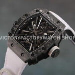 RM Factory Richard Mille RM 12-01 39mm Black Carbon Fiber White Canvas Strap Skeletonized Black Dial