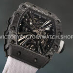 RM Factory Richard Mille RM 12-01 39mm Black Carbon Fiber White Canvas Strap Skeletonized Black Dial