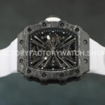 RM Factory Richard Mille RM 12-01 39mm Black Carbon Fiber White Canvas Strap Skeletonized Black Dial